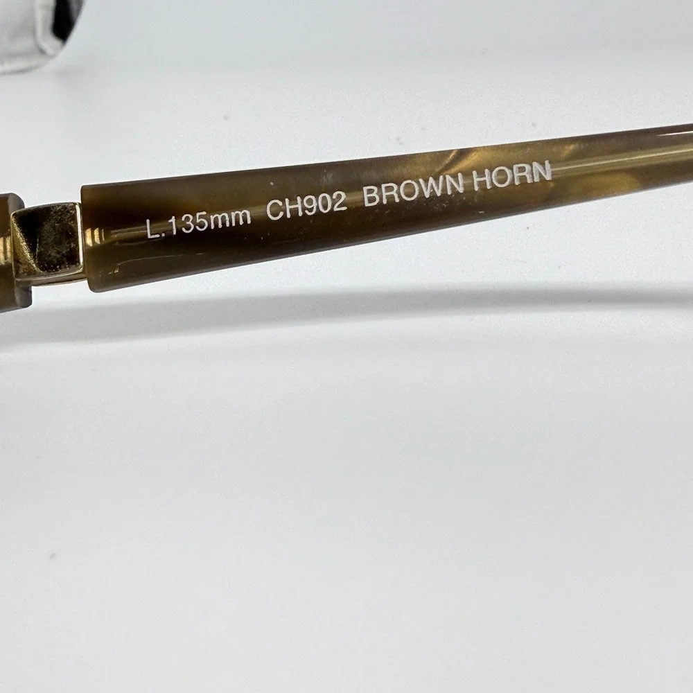 Cole Haan CH902 Brown Horn Eyeglasses Frames Italy 135mm Oval Womens Brown 21507